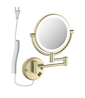 Зеркало косметическое настенное Aquatek AQ4915BG с подсветкой 5х шлифованное золото